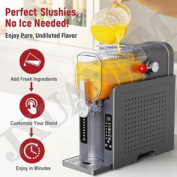 Slushie Machine for Home - No Ice Needed Slushy Machine with Auto Cleaning, One-Touch Reservation & 6 Preset Programs Drink Maker for Margaritas, Milkshakes, Slush and More,42cm(L) x19cm(W) x42cm(H)