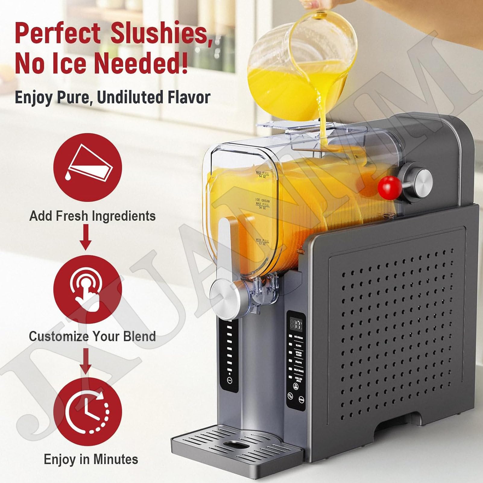 Máquina de granito 2.5 L Máquina de hielo derretido, máquina de enavoleo 6 en 1, refrigeración de manera rápida para racionalizar y reforzar el servicio de bebida helada,42cm(L) x19cm(W) x42cm(H)