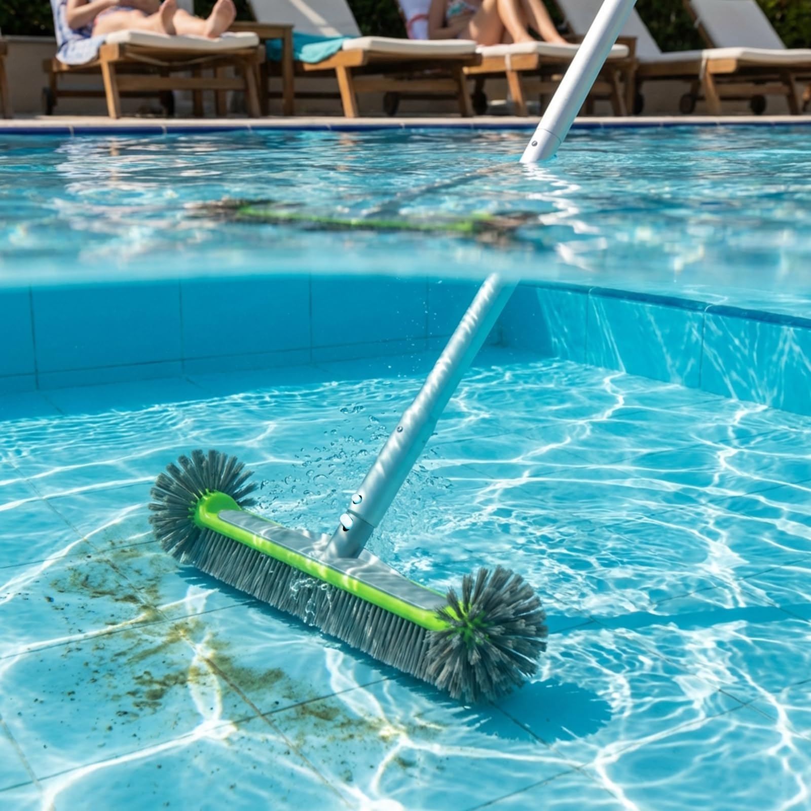 Kit de Nettoyage pour Piscine avec Brosse Ronde, Manche en Aluminium de 169 cm et Filet de Piscine, Ensemble Professionnel pour Nettoyage Efficace