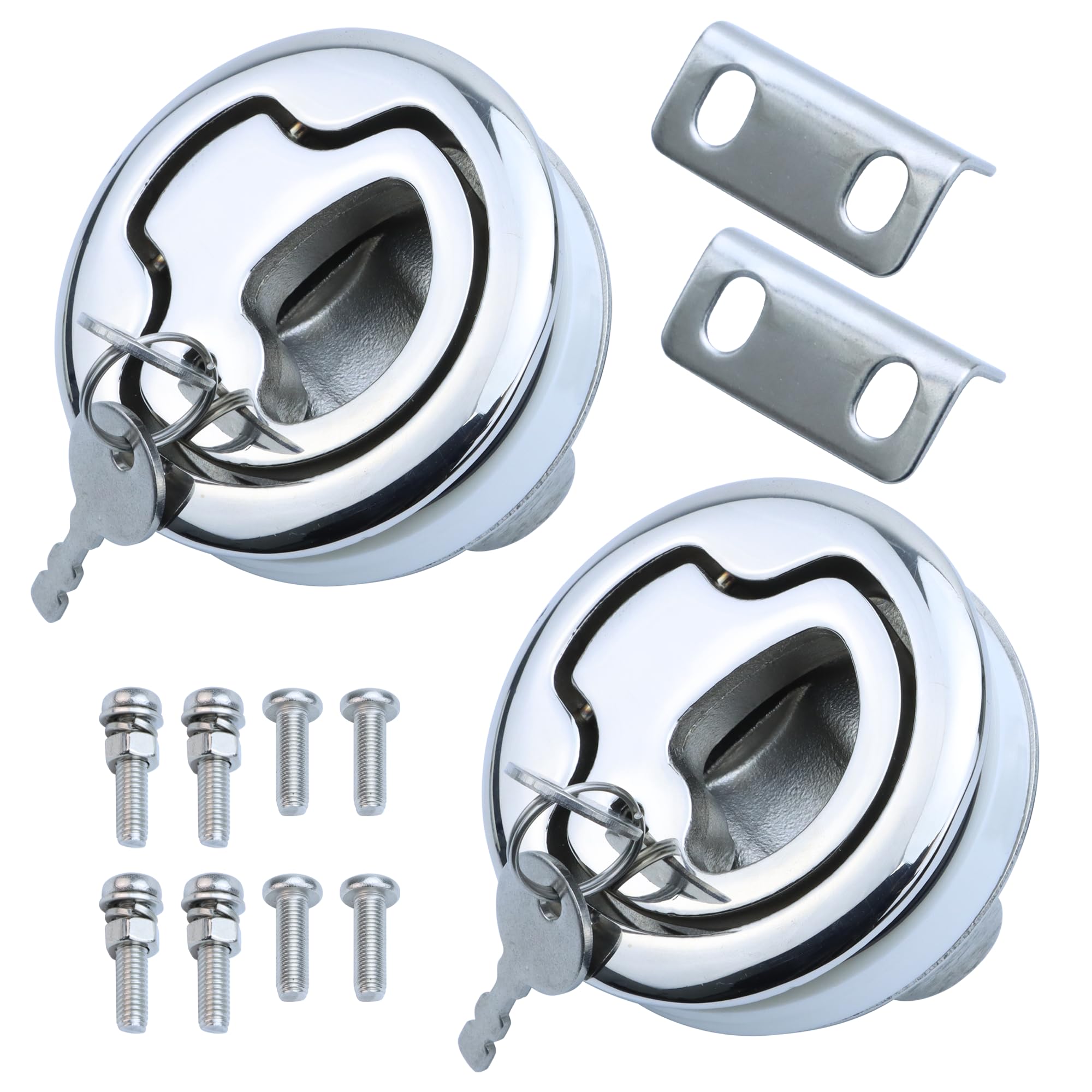 Boat Slam Latch 2" Deck Hatch Latch with Lift Handle Flush - Marine Grade 316 Stainless Steel, for RV, Boat, & Camper Trailer - Easy to Install, &