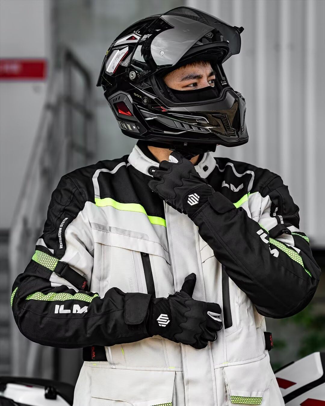 ILM Men's Street Motorcycle Jacket with CE Armor and Detachable Thermal Liner All Season Waterproof Adventure Touring Jackets Model JRL3 Cream, L - Image 2