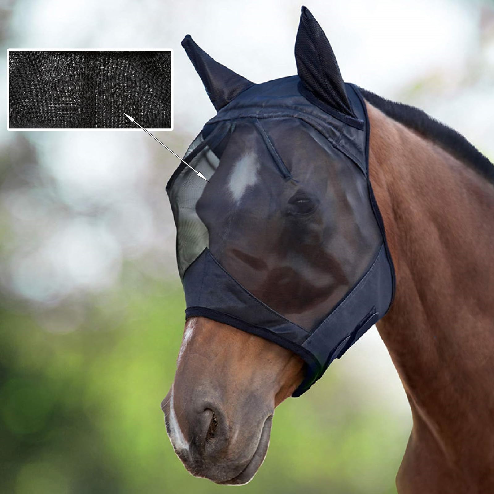 10 Stück Pferde-Fliegenmaske, anpassbare Gesichtsmasken für Pferde, super bequeme Fliegenmasken für Pferde mit verstellbarem UV-Schutz und Atmungsaktivität, für alle Arten von Pferden im Stall
