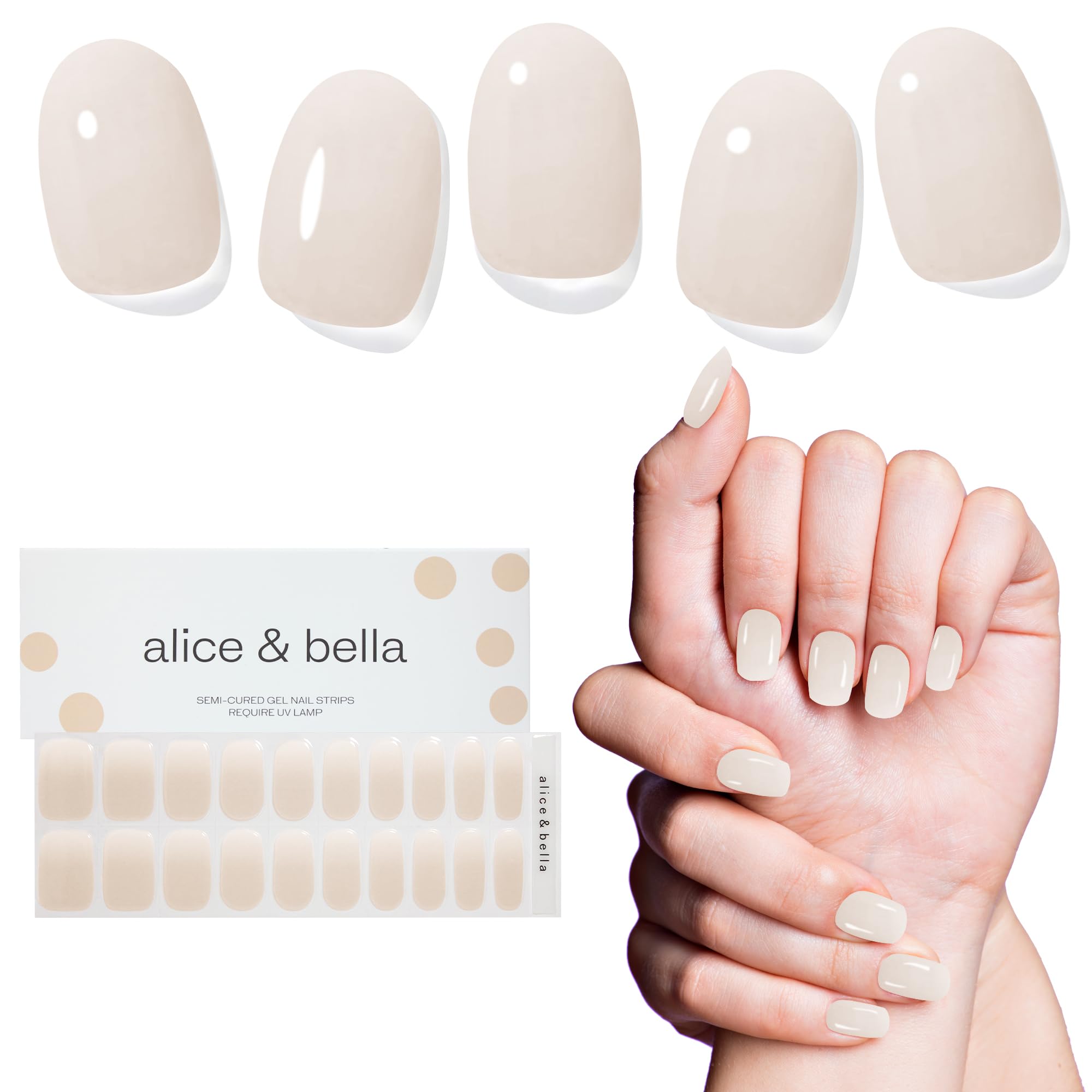 Amazon.com: ALICE & BELLA Semi Cured Gel Nail Strips-20 PCS
