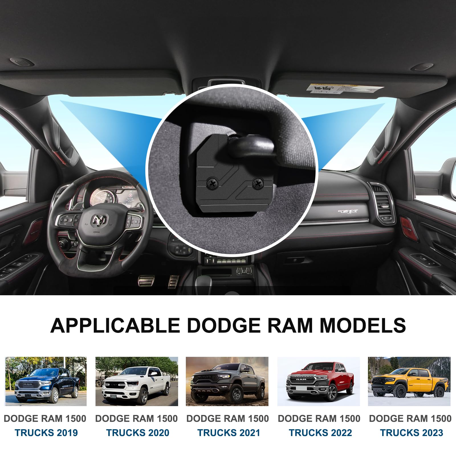 Sun Visor Repair Kit Compatible with RAM 1500 2019-2023 2 Pack Sun Visor Clip for Trucks Aluminum Alloy — view 5