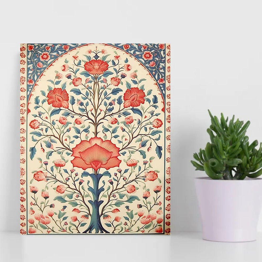 SPXLUCAU Modern Indian Floral Pichwai Canvas Art, for Living Room, Bedroom(35x45cm/No frame)