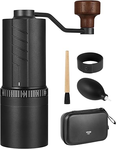 Vevok Chef Molinillo de café manual O20 20 niveles de ajuste externo, capacidad de 1.23 oz con estuche de viaje y equipo de limpieza, molinillo de