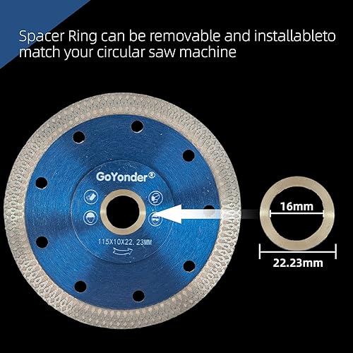 Miniatura 11 de GoYonder Diamond Blade 7 inch Super Thin Diamond Saw Blade, Tile Blades 7" for Cutting Porcelain Tiles, Granite Marble Ceramics (7"-Blue)