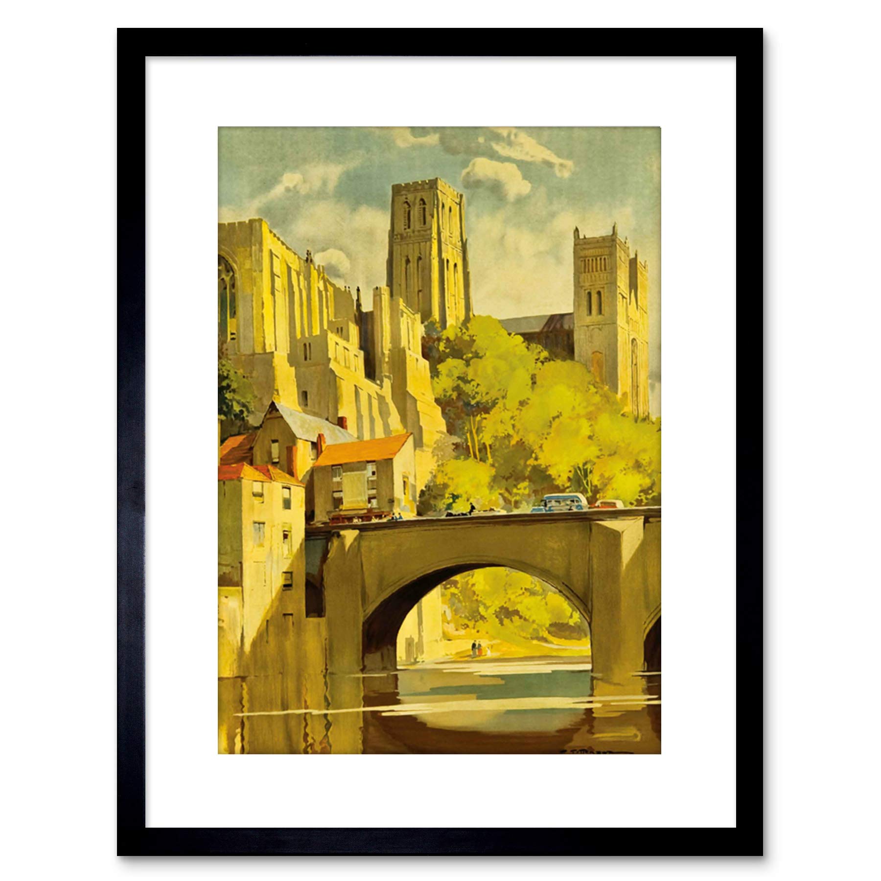 Wee Blue Coo PAINTING BRIDGE ARCHITECTURE CATHEDRAL DURHAM FRAMED PRINT F97X4486