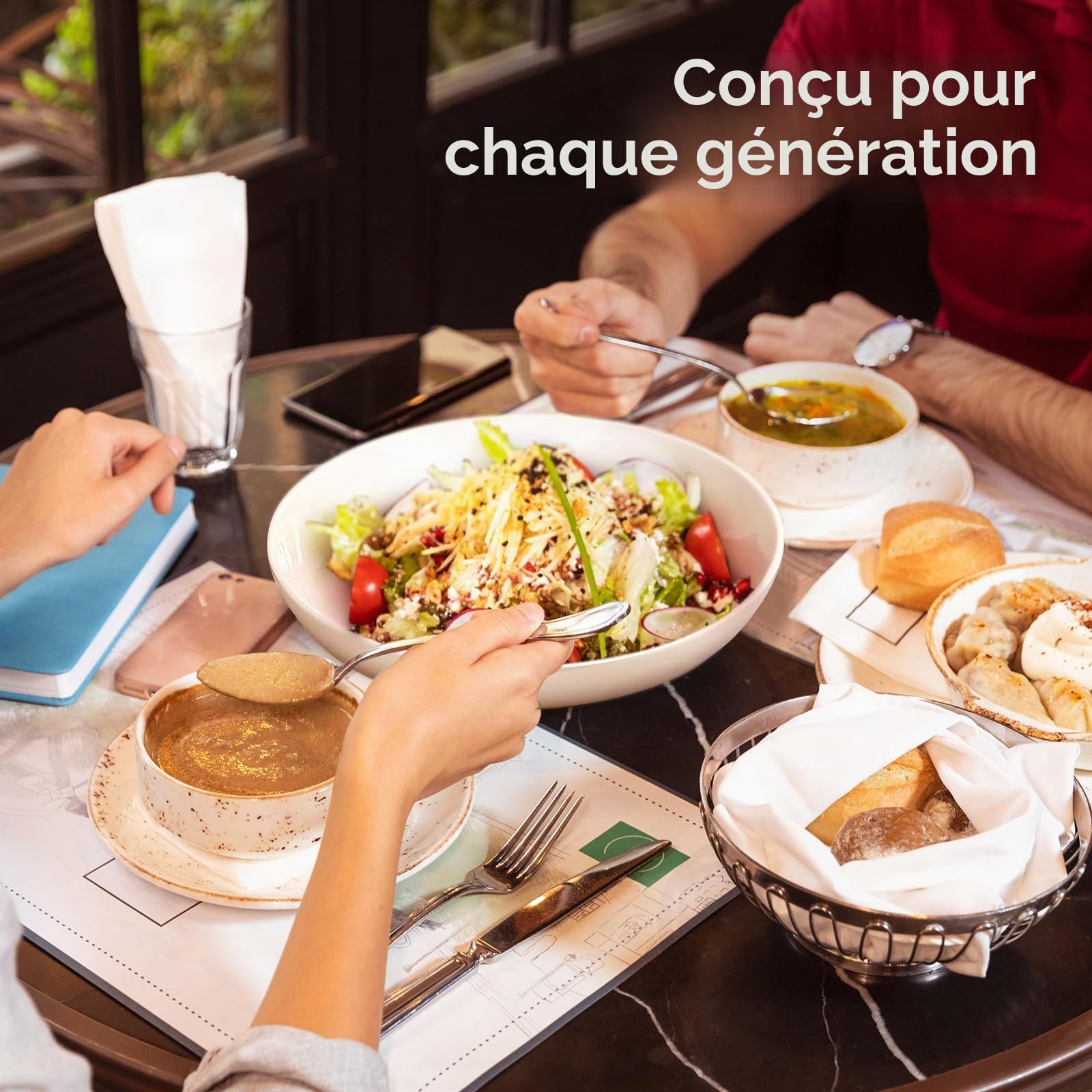 Y YHY Lot de 4 grands bols à pâtes de 24,8 cm, grands bols à salade de 1,4 l, bols de service en céramique, larges et peu profonds, passent au micro-ondes et au lave-vaisselle, blanc