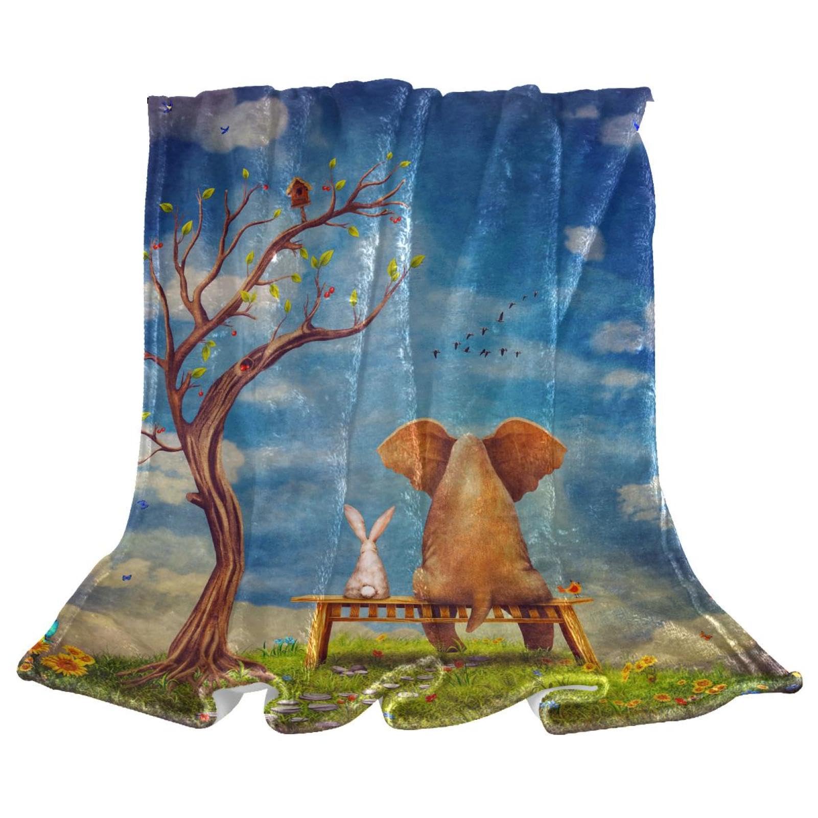Couverture polaire cochon et lapin anti-froid en microfibre douce pour lit et canapé