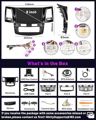 Miniatura 3 de Android 11 Estéreo de coche para Toyota Fortuner Hilux 2005-2014 Radio, Apple CarPlay Android Auto 9 pulgadas pantalla táctil Bluetooth Radio coche