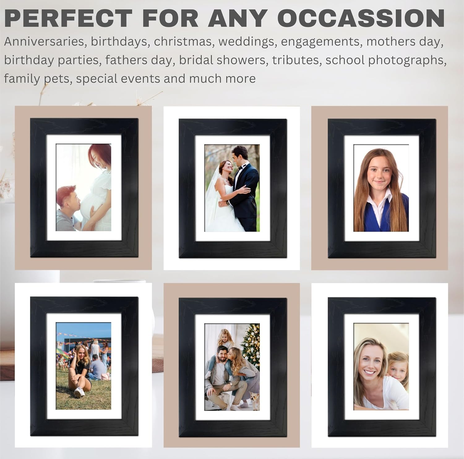 Picture Frame 7 x 5, Black, Freestanding and Wall Mountable, 13 x 18 cm, 7x5 Picture Frames, Black 5x7 Photo Frames - Image 2