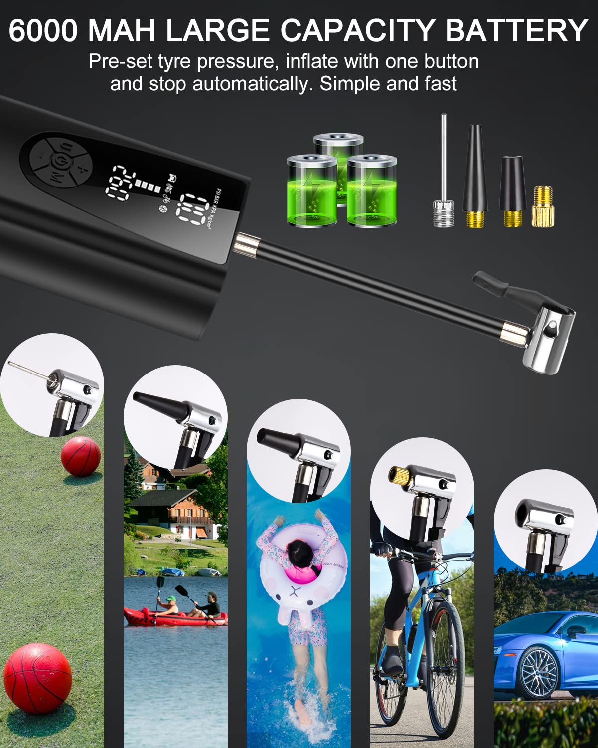 CYCPLUS Luchtpomp 2 * 2600mAh 150PSI Elektrische compressor Draagbare fietspomp Mini-bandenpomp