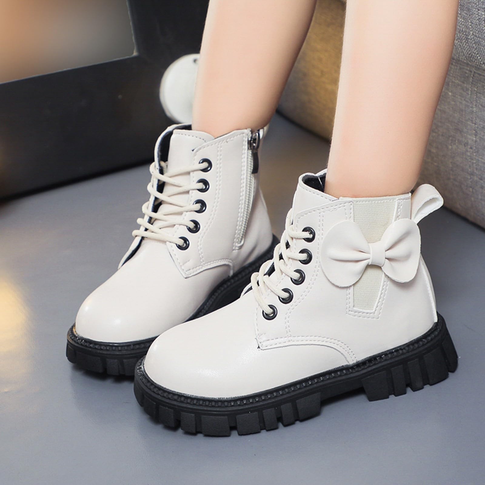 Generisch Bottines pour enfants avec talon épais et semelle souple confortable, bottes décontractées
