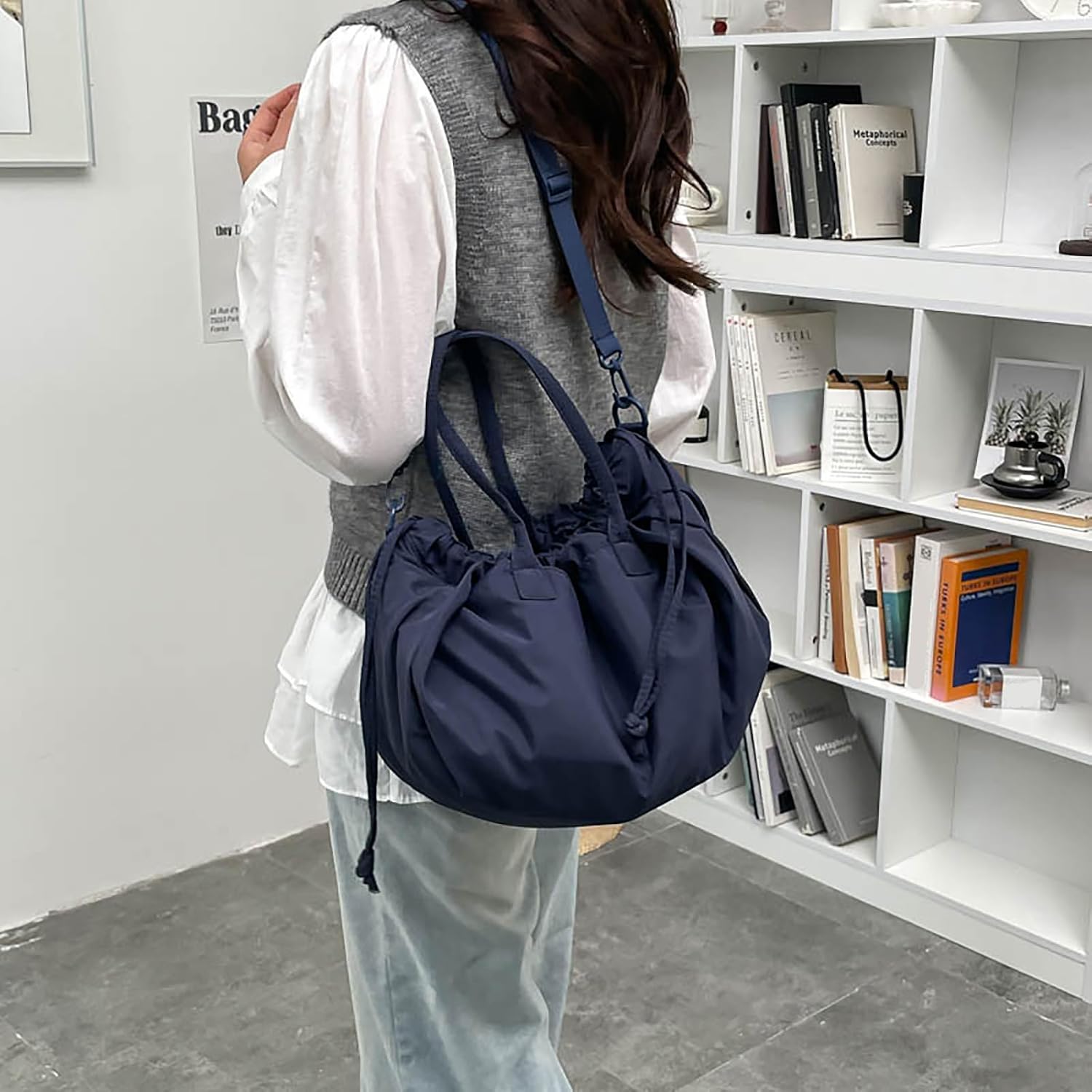 Stylish Crinkled Nylon Handbag with Adjustable Comfortable Strap and Spacious Interior Shoulder Bag for Work or Gym Use Bag