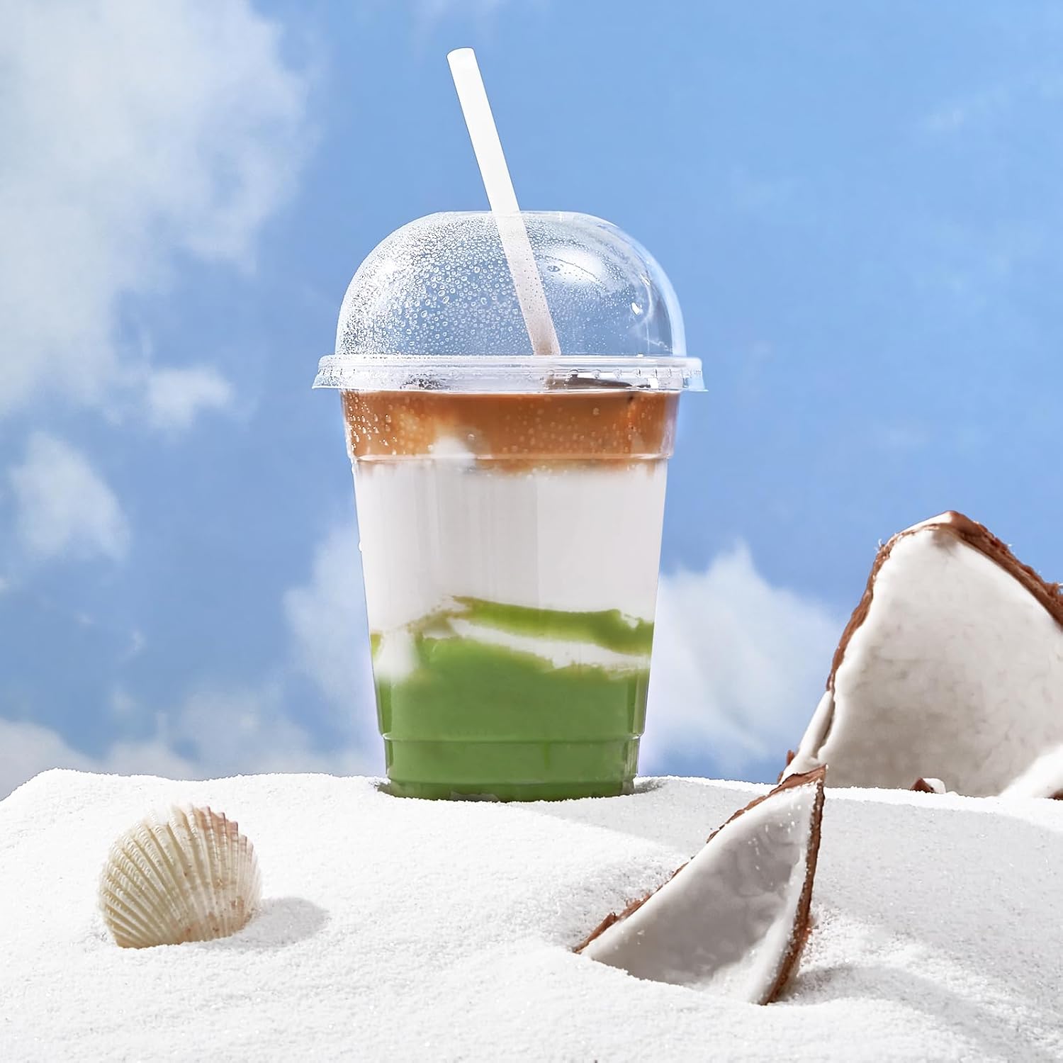 100 PACK 12 oz Clear Plastic Cups with Dome Lids, Disposable Dessert Parfait Cups for Ice Cream, Iced Cold Coffee Drinks, Cupcake, Fruit for Party - Image 3