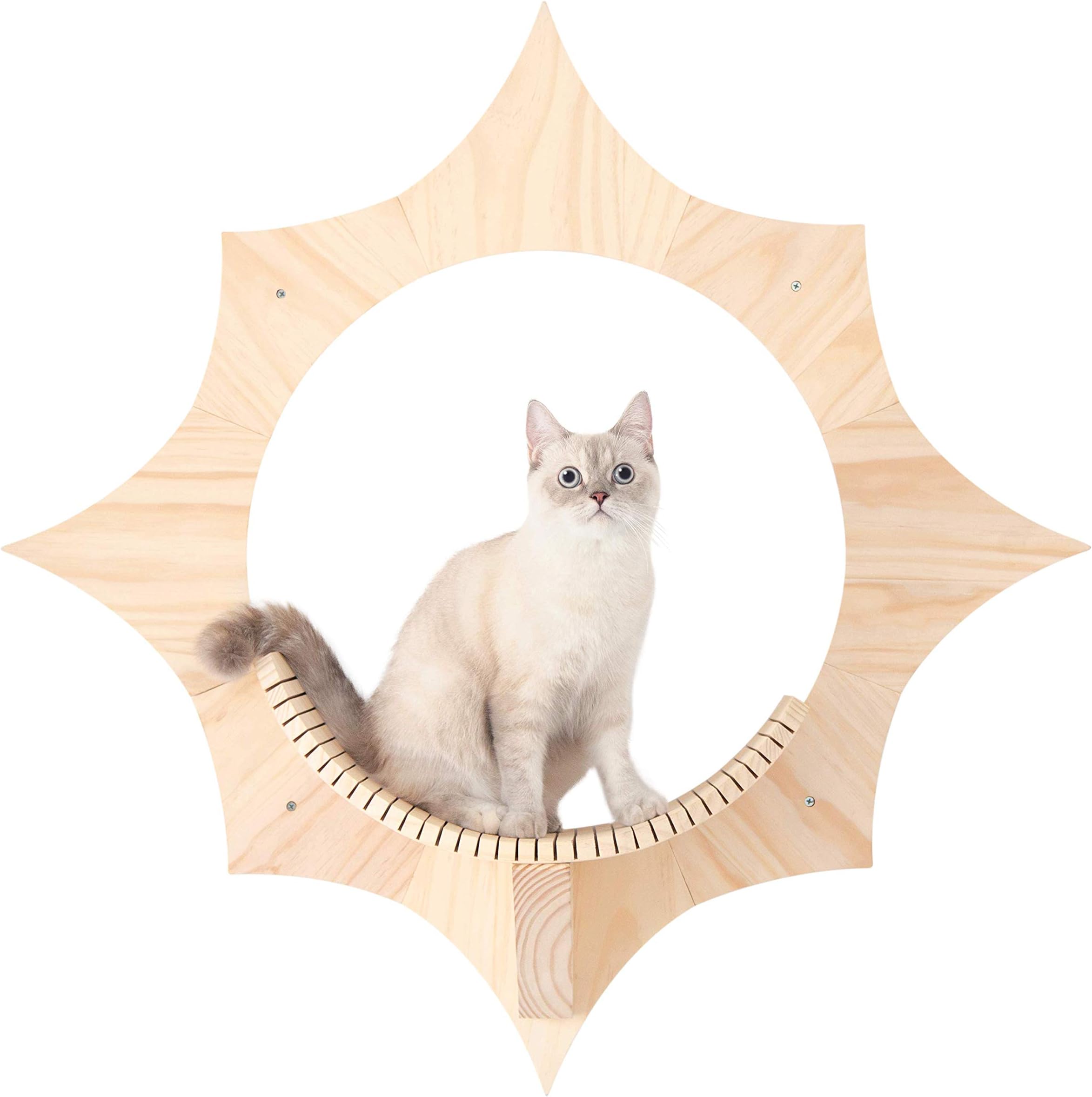 MYZOO Solar, Sun Shape, Wall Mounted Cat Shelves, Floating Perch, Cat Tree,Solid Wood …