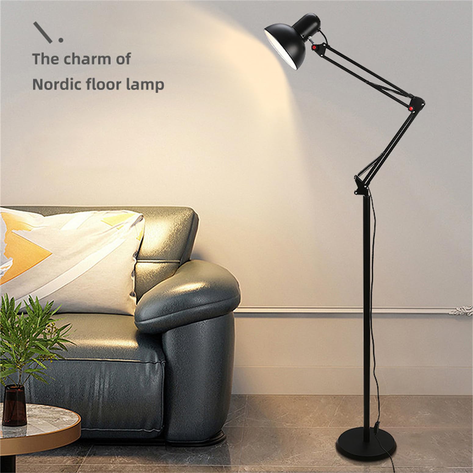 Lampade Standard Soggiorno Lampada da Terra con Braccio oscillante in Metallo Lampada da Lettura Regolabile per architetti Palo con Base Resistente per Soggiorno Camera da Letto S