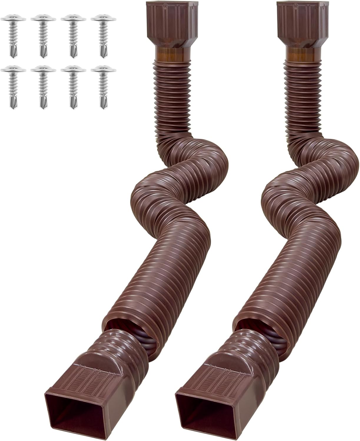 2PCS 11.5ft Gutter Downspout Extensions Flexible Drain Downspout Extender Gutter Connector Rainwater Drainage Expandable up to 11.5ft (Black)