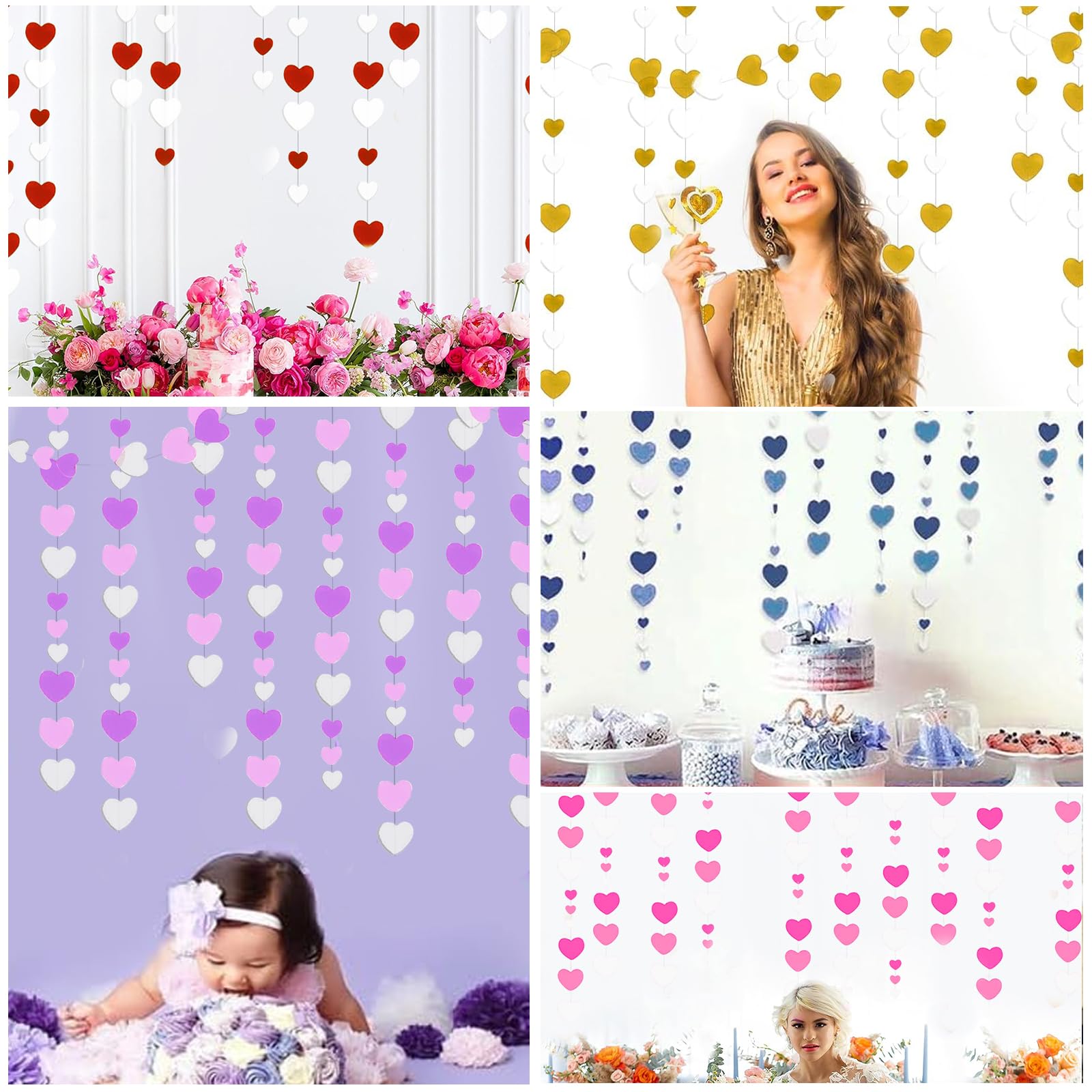 Herz Girlande Weiß - 52ft Papiergirlande Für Feiern