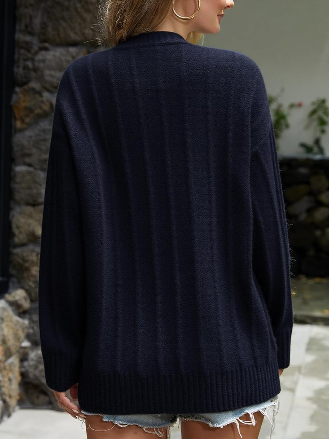 Womens Button Down Cardigan Sweaters 2025 Fall Open Front V Neck Long Sleeve Knit Oversized Sweater Winter Outerwear - Image 2