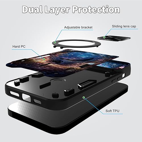 Vista 358 de Funda protectora híbrida para Samsung Galaxy A53 5G de 6.5 pulgadas y anillo giratorio de 360 grados, función atril, híbrida, de doble capa