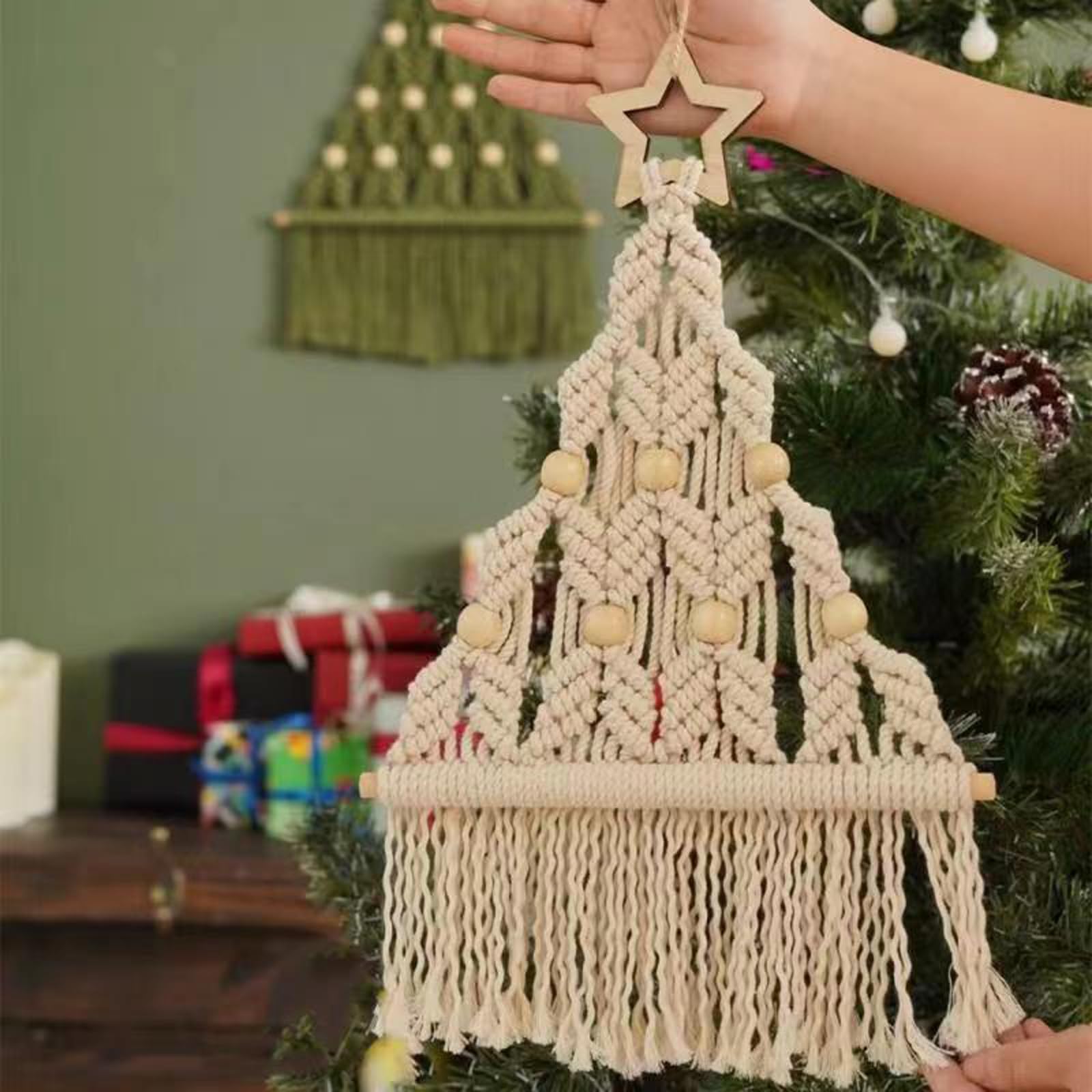 Smavles Kit De Bricolage Sapin De Noël Macramé - 3 Pièces Arbre Bohème DIY Décoration Murale