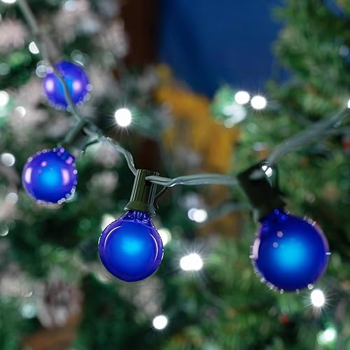 Miniatura 5 de Novelty Lights focos globo de repuesto para luz en cadena, para exteriores, transparente, paquete de 25 G40, base de candelabro C7E12, 5 vatios, Azul