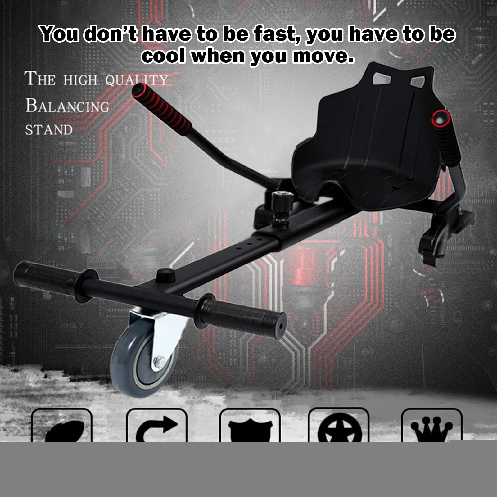 Hoverboard Seat – Hoverboard Cart – Fissaggio per scooter di bilanciamento | da 6,5 ", 8", 10", sedile regolabile Hoverboard – con maniglie, durevole per bambini e adulti