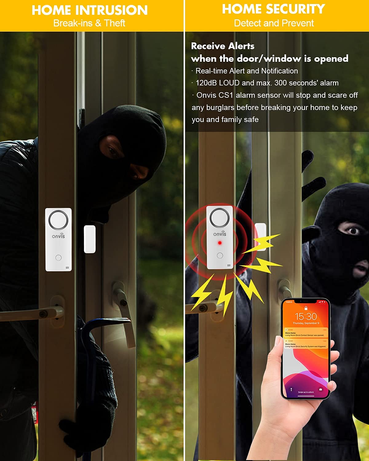 ONVIS Smart Home Security Burglar Alarm Siren Door Window Contact