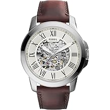 Men's Watch, Grant Quartz Stainless Steel and Leather Chronograph Watch for Men, Color: Silver, Brown