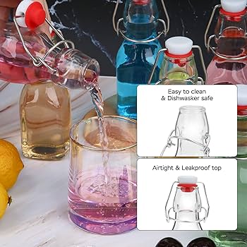 DETO×4bottles Amazon.com: ZEBEIYU Swing Top Glass Bottles 4 oz With Flip