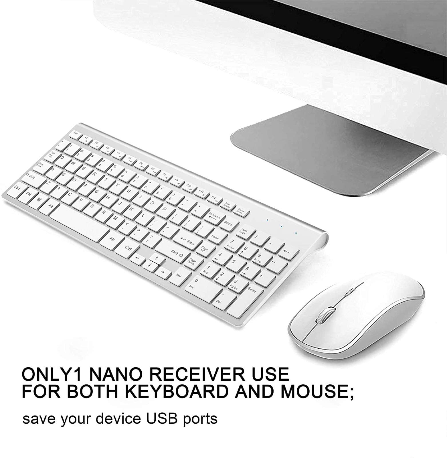Wireless Keyboard and Mouse, J JOYACCESS USB Slim Wireless Keyboard