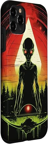 Miniatura 24 de iPhone 14 Pro Max Cute Green Alien Head UFO Space Face Alien Case