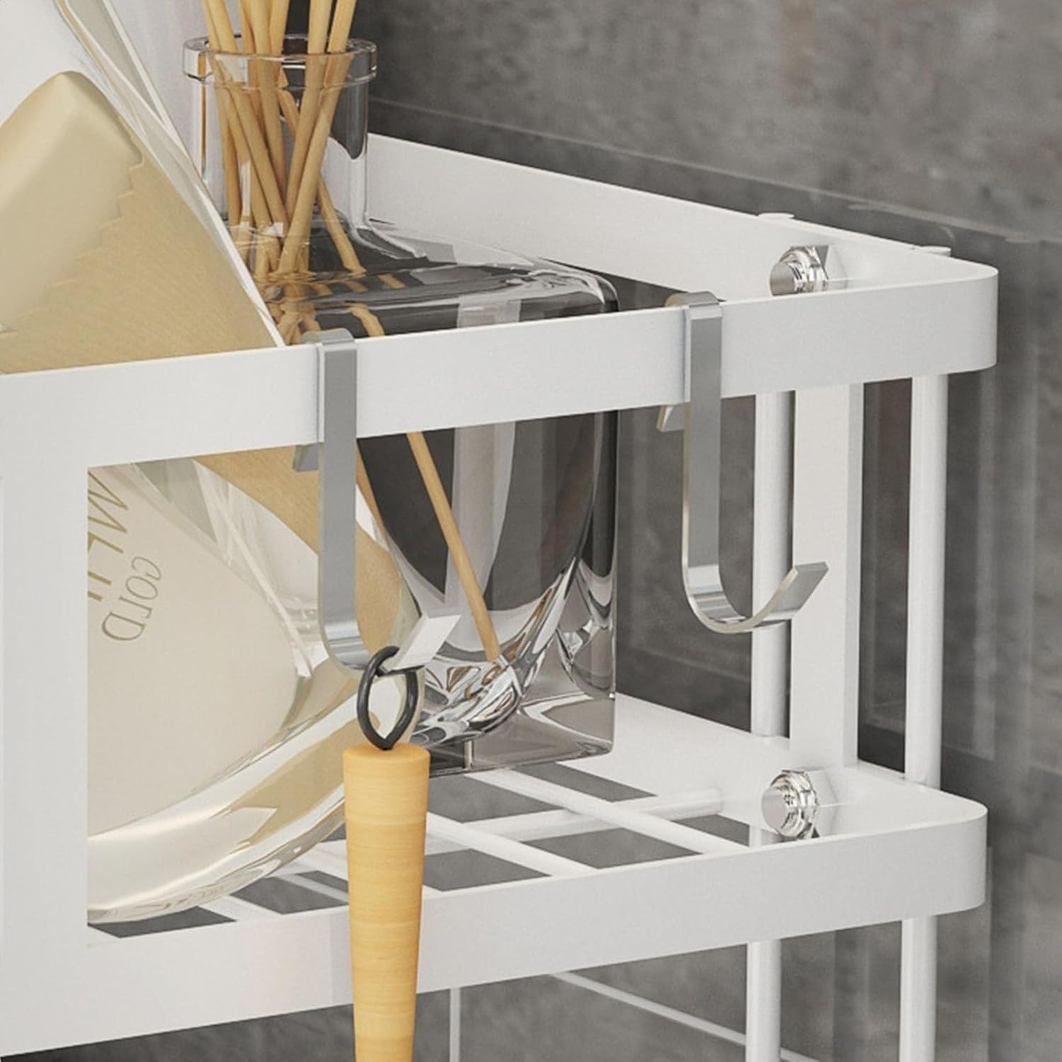 Étagère 2 Niveaux au-Dessus des Toilettes sans Perçage, Blanc