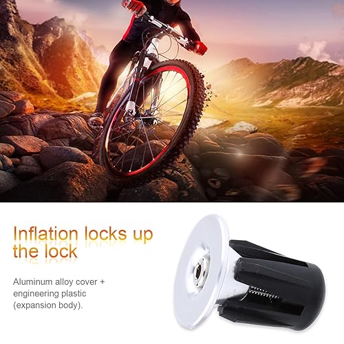 Miniatura 2 de 2 unids colorido aluminio bicicleta manillares Bar Grips End Plugs (rojo) manillares, auriculares tallos (plata)