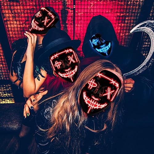Miniatura 3 de GAOMON Máscara de Halloween con luz LED, máscara aterradora para festivales, cosplay, disfraces de Halloween, fiestas de máscaras, carnaval