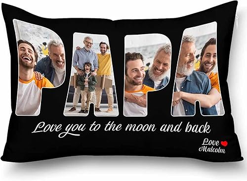 Foto personalizada con fundas de almohada de texto, almohadas personalizadas para abuelo, funda de almohada decorativa personalizada para sofá,
