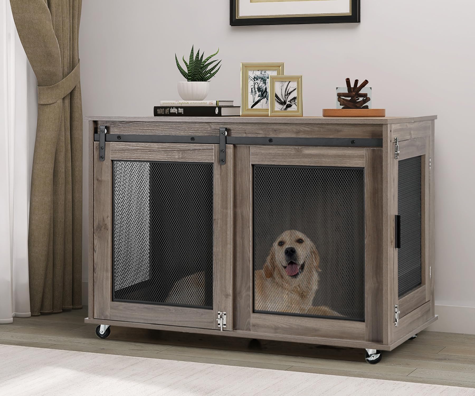 New Age Pet® ECOFLEX® Homestead Sliding Barn Door Furniture Style Dog Crate