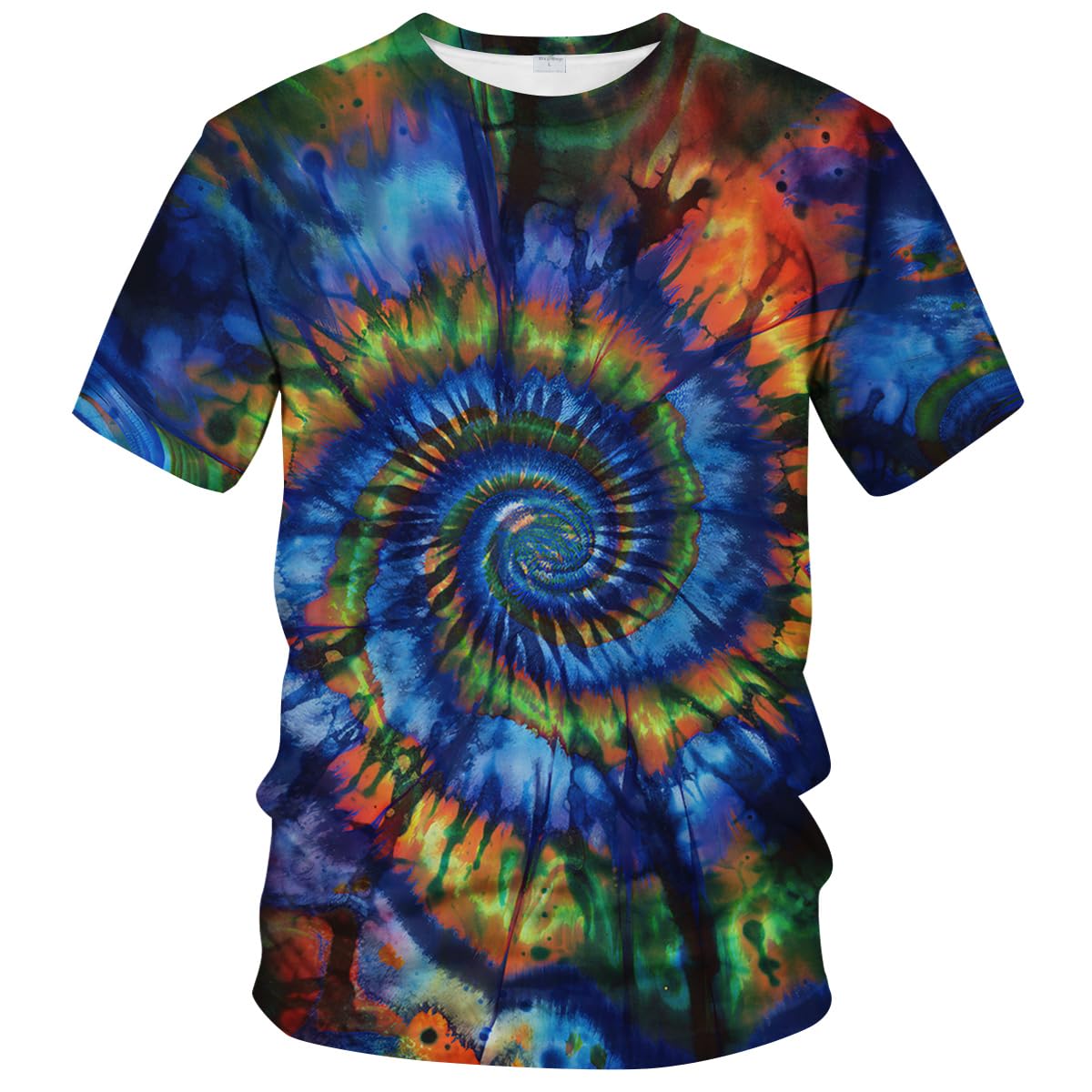 Rasbctk Men's Psychedelic Spiral Tie Dye Shirts For Wo, Short Sleeve Tie Dye Shirt, Rainbow Tie Dye T-Shirts Tee, Xxl