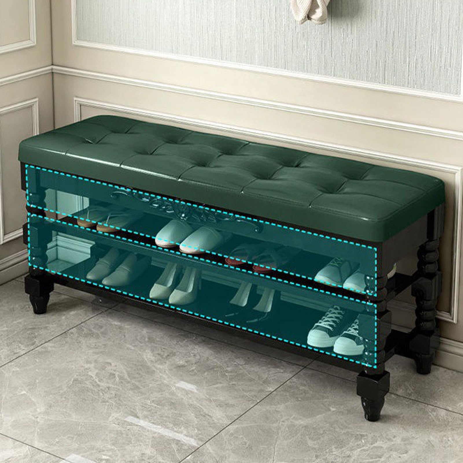 Banco Zapatero con Almacenamiento de Cojines - Mueble y Estante para Entrada Elegante nizador de Zapatos para Pasillo y Sala de Estar diseño de 100 cm Que Ahorra Espacio