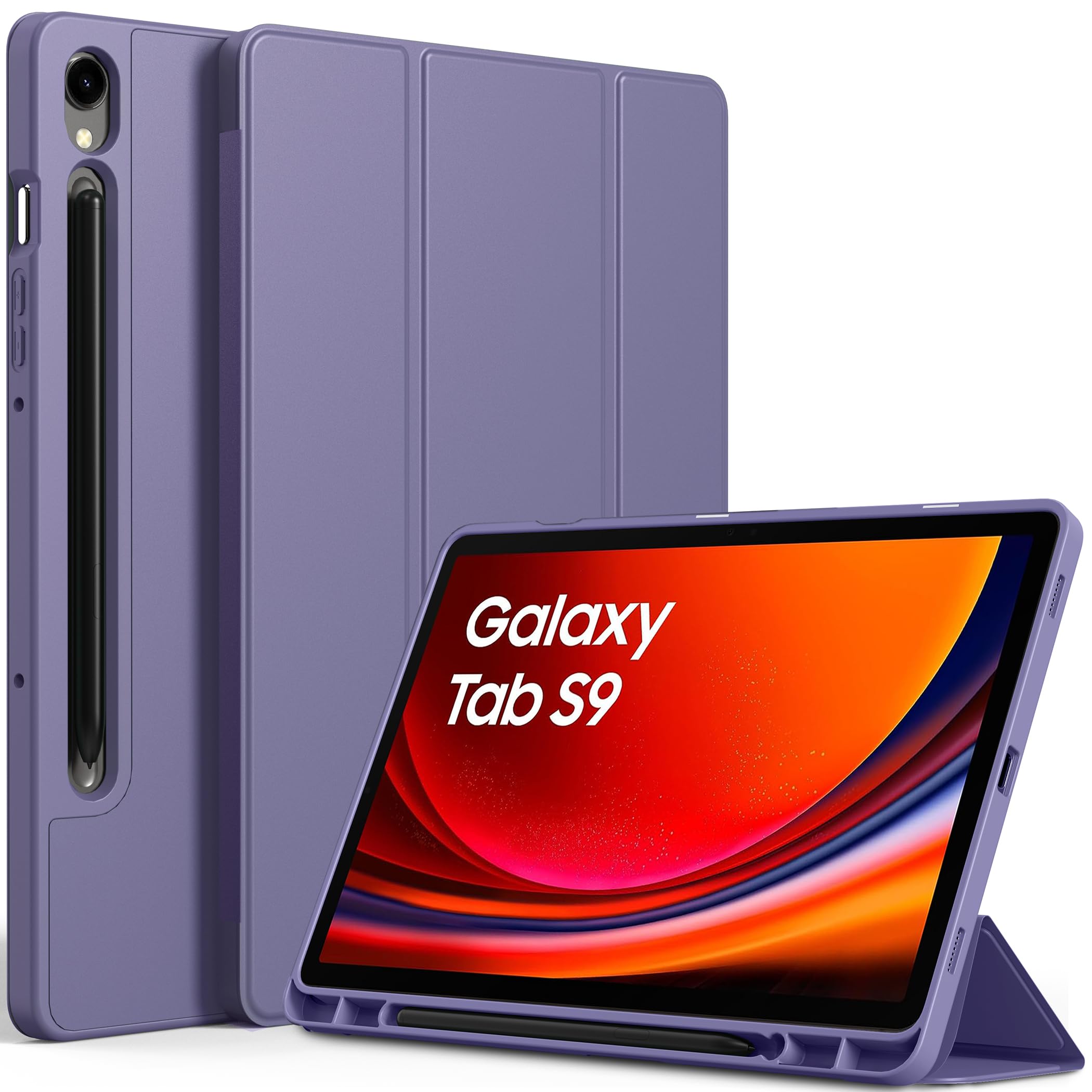EasyAcc Custodia Cover Compatibile con Samsung Galaxy Tab S9 FE/S9 2023 11 Pollici con Cover Leggero Supporto in Pelle PU Case,SM-X710 (Wi-Fi)/SM-X716B (5G Global)/SM-X718U,Glicina Púrpura