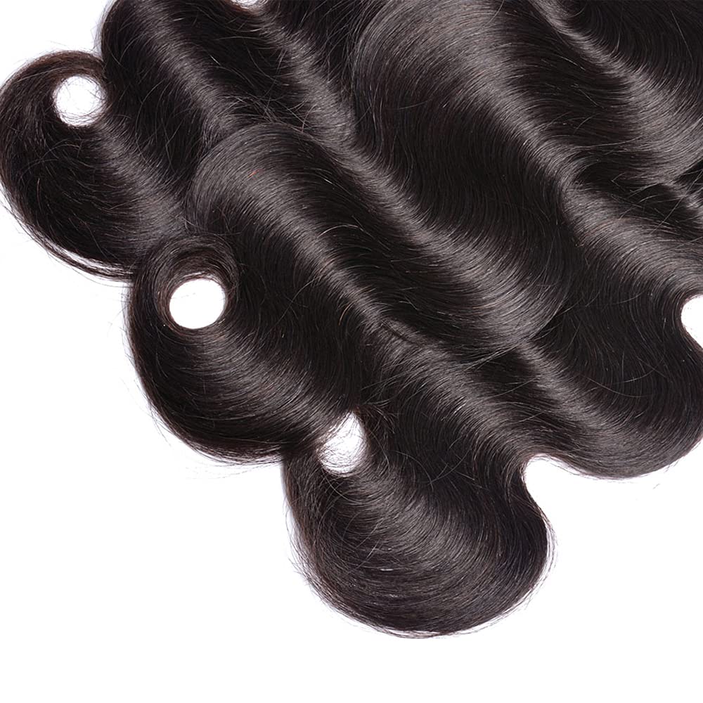 Body Wave Bundles Human Hair Extension Hair Echthaar Tressen Haare Bündel Brazilian Remy Virgin Human Hair Weave Double Weft #1B Natural Black 3 Bundles Total 300g 24 26 28 Inch