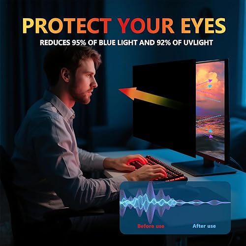 Miniatura 30 de Paquete de 2 pantallas magnéticas colgantes de privacidad para computadora de 27 pulgadas para monitor de pantalla ancha de 16:9, pantalla de