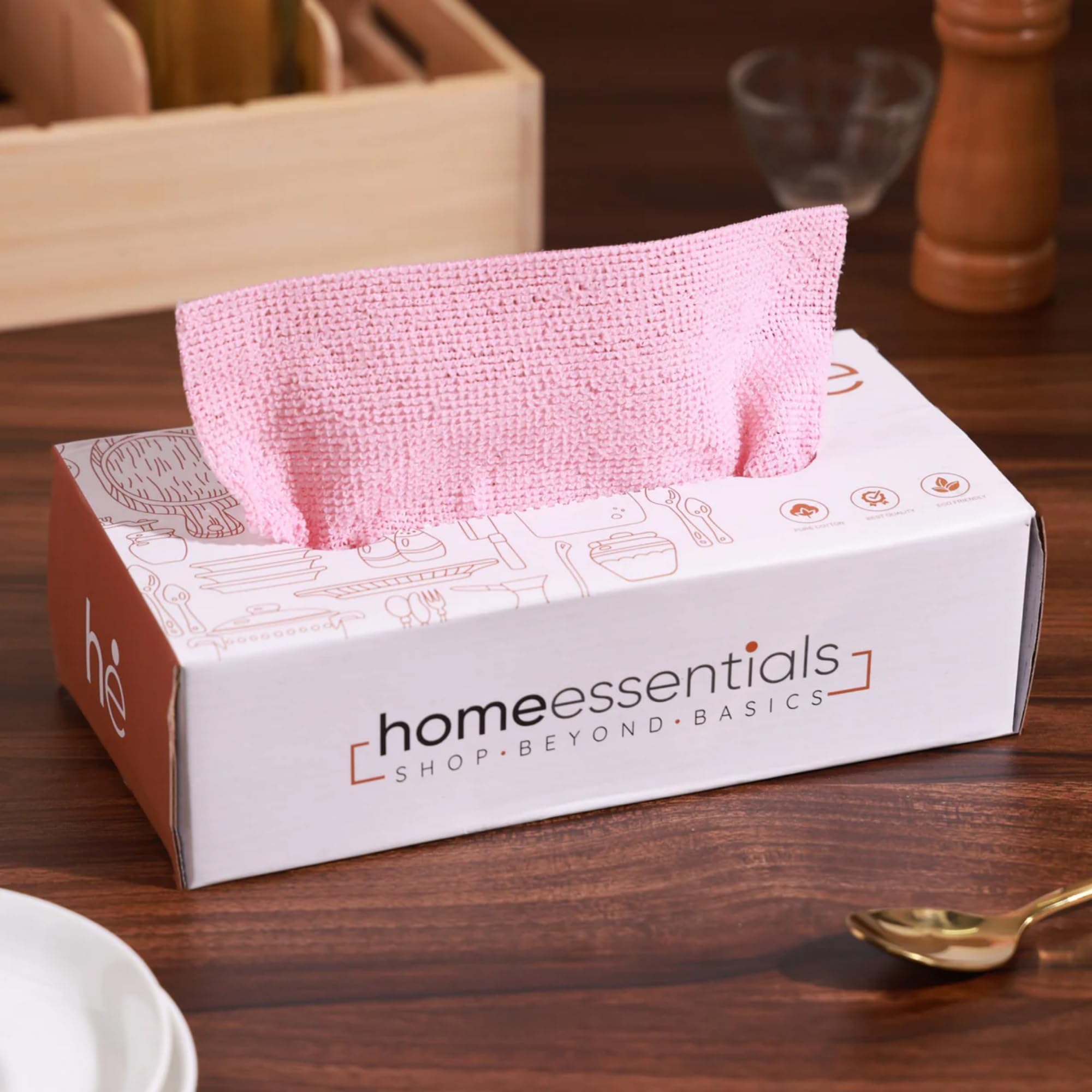 HomeEssentials Reusable Microfiber Cleaning and Drying Wipes, 180GSM, 8 by 8 Inches, Washable All Purpose Wash Cloth for Kitchen, Car, House, Office Pack of 20 (Pink, 1 Box)