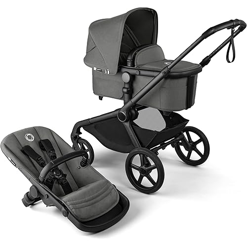 Bugaboo Kangaroo All-Terrain Single-to-Double Tandem Stroller for Infant and Toddler, for Up to Three Kids, XL Wheels, One-Hand Operation, Large Bassinet, XL Underseat Storage, (Moon Grey)