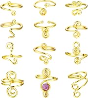 HAIAISO 12PCS Adjustable 14K Gold Plated Toe Rings for Women - Open African Summer Beach Foot Jewelry Set