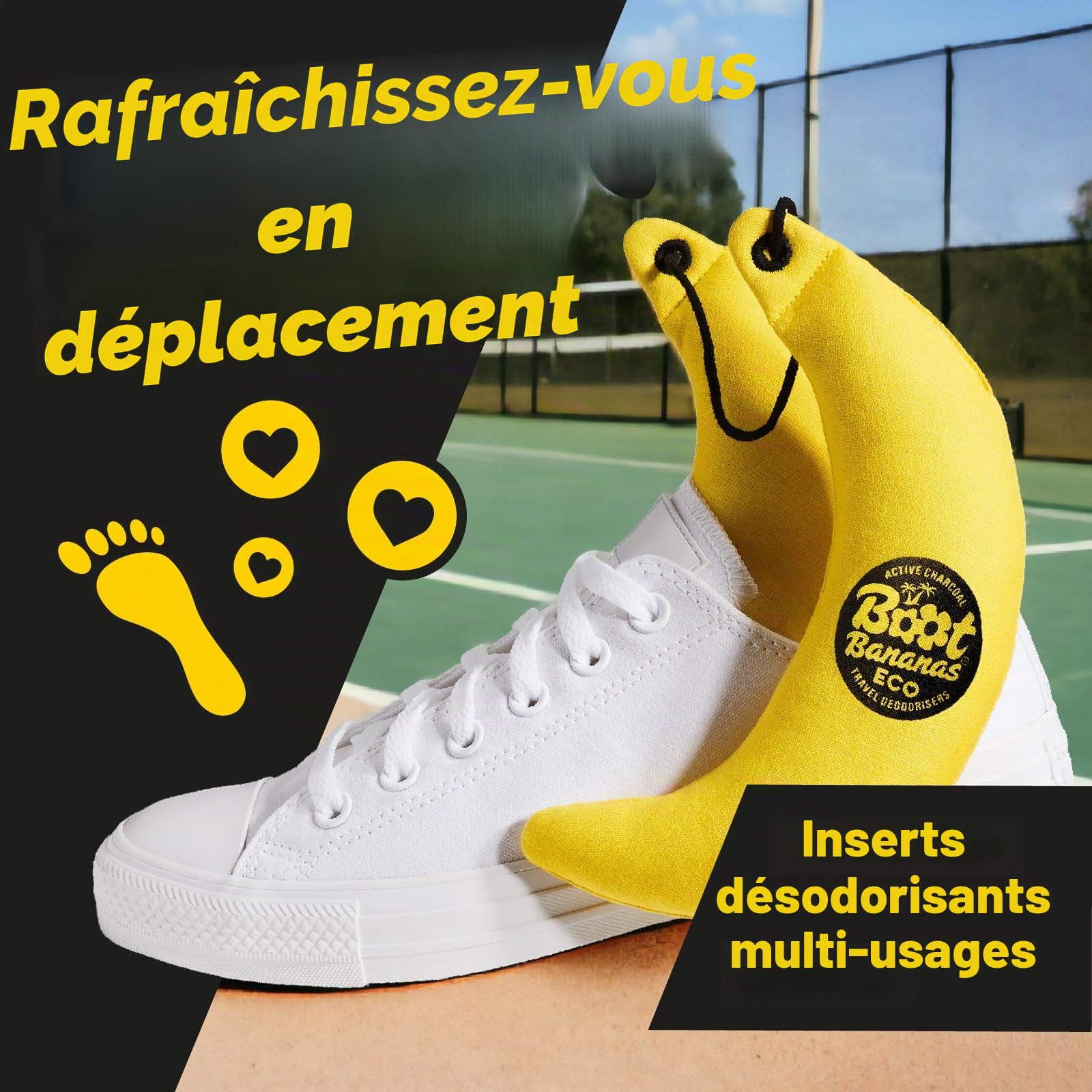 Boot Bananas Eco Travel Désodorisants de voyage – Désodorisants au charbon actif sans parfum pour chaussures, gants et sacs malodorants, légers, compostables, réutilisables – Dure jusqu'à 12 mois