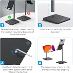 OMOTON Cell Phone Stand, Adjustable Angle Height Phone Holder Desktop for iPhone 17/Air/17 Pro/17 Pro Max/16/15, Samsung Galaxy and Other Phones (3.5-7.0 Inch), Black