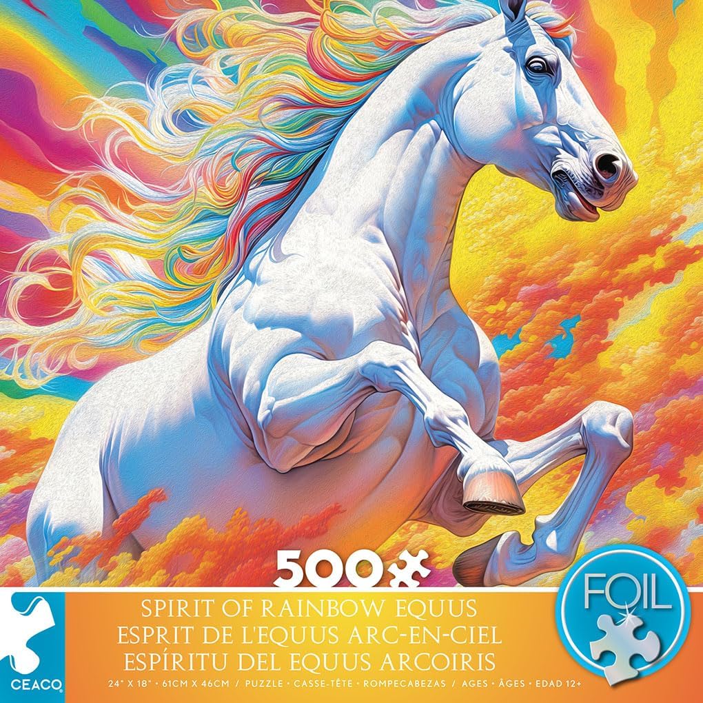 Ceaco - Foil Puzzle - Spirit of Rainbow Equus - 500 Piece Jigsaw Puzzle